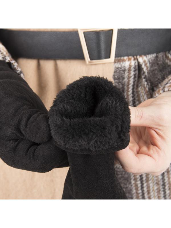 Перчатки женские безразмерные, с утеплителем, цвет чёрный