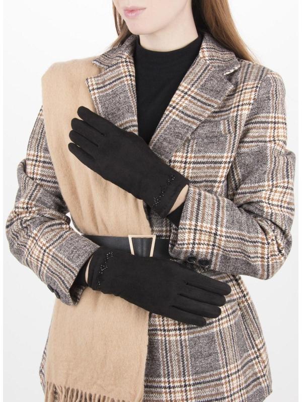 Перчатки женские безразмерные, с утеплителем, цвет чёрный