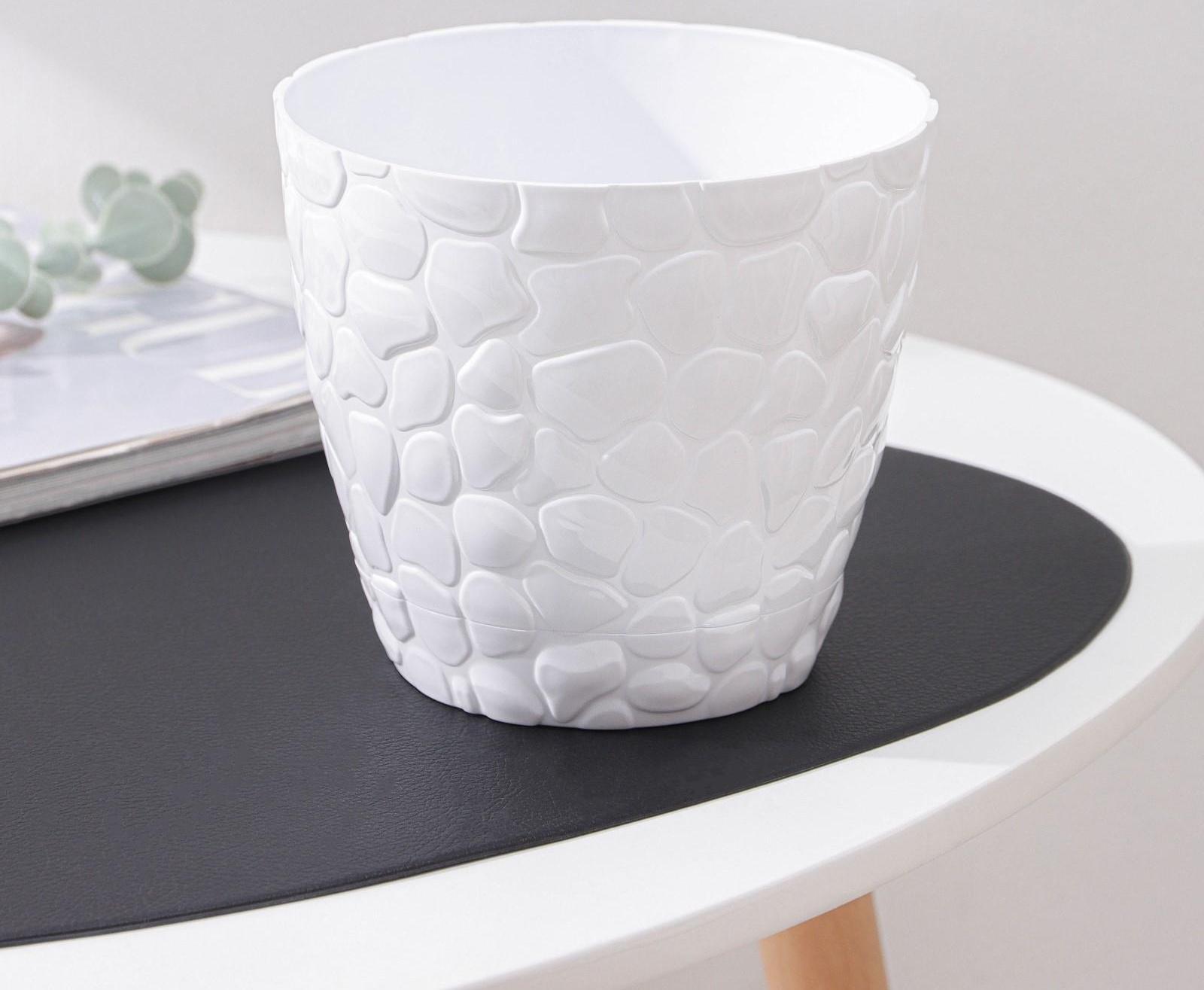 Горшок с поддоном «Камешки», 1,6 л, цвет белый