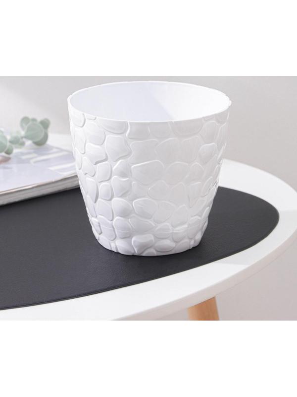 Горшок с поддоном «Камешки», 1,6 л, цвет белый