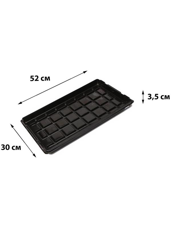 Поддон для рассады, 52 × 31 × 3,5 см, пластик, чёрный