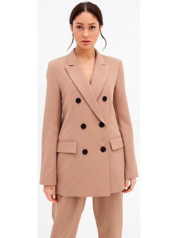 Пиджак женский двубортный MIST размер 46, цвет бежевый