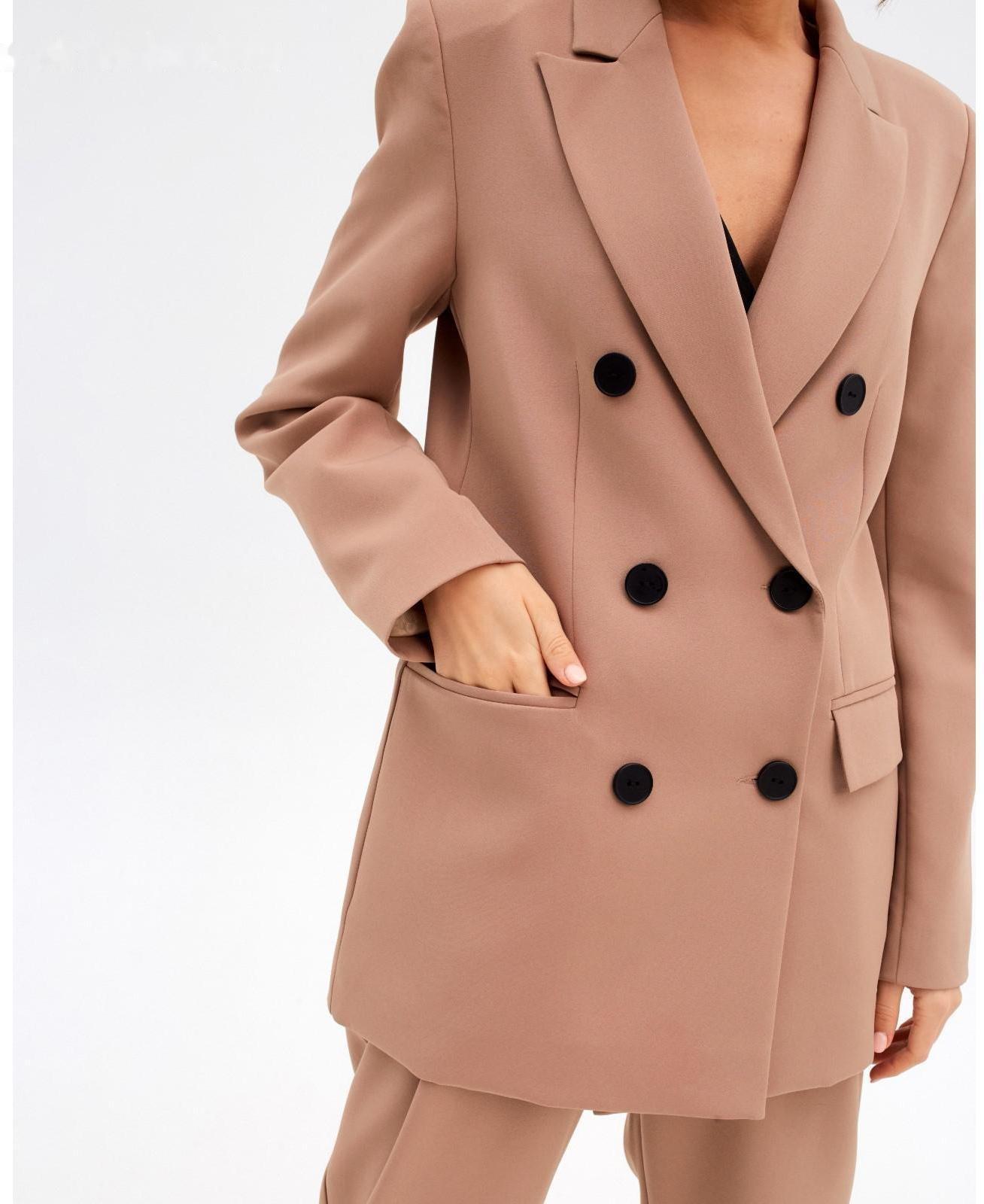 Пиджак женский двубортный MIST размер 48, цвет бежевый