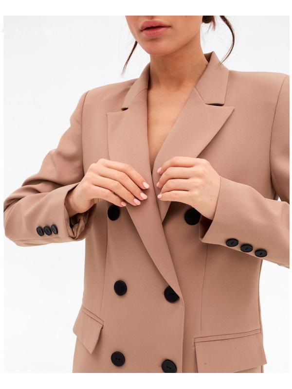 Пиджак женский двубортный MIST размер 48, цвет бежевый