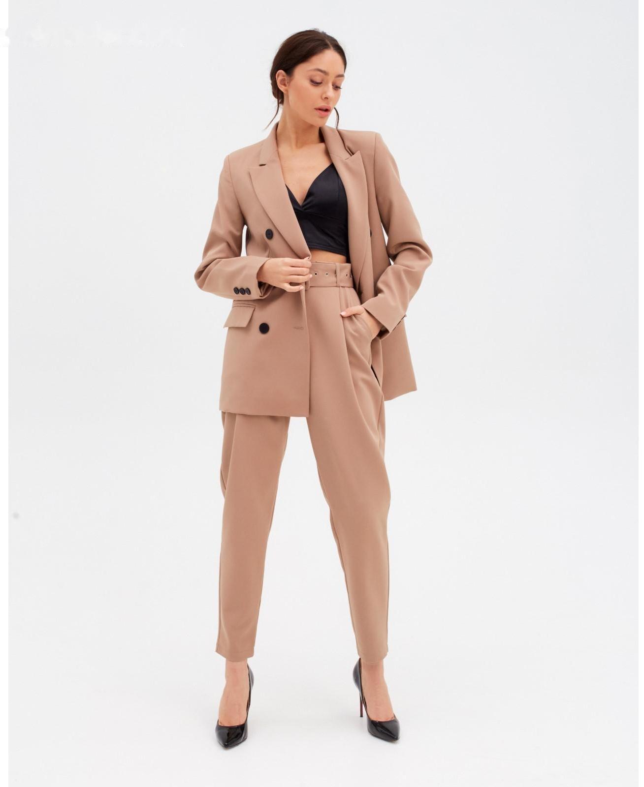 Пиджак женский двубортный MIST размер 52, цвет бежевый