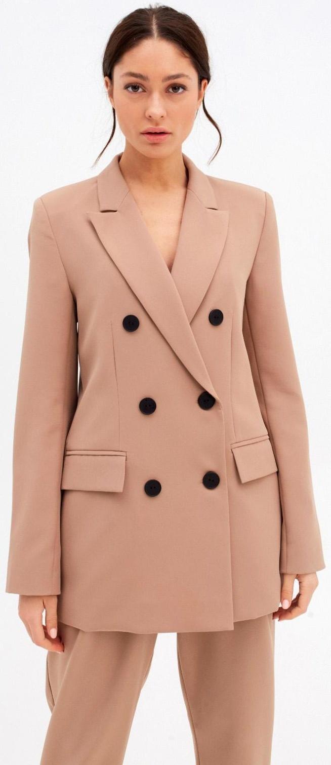 Пиджак женский двубортный MIST размер 52, цвет бежевый