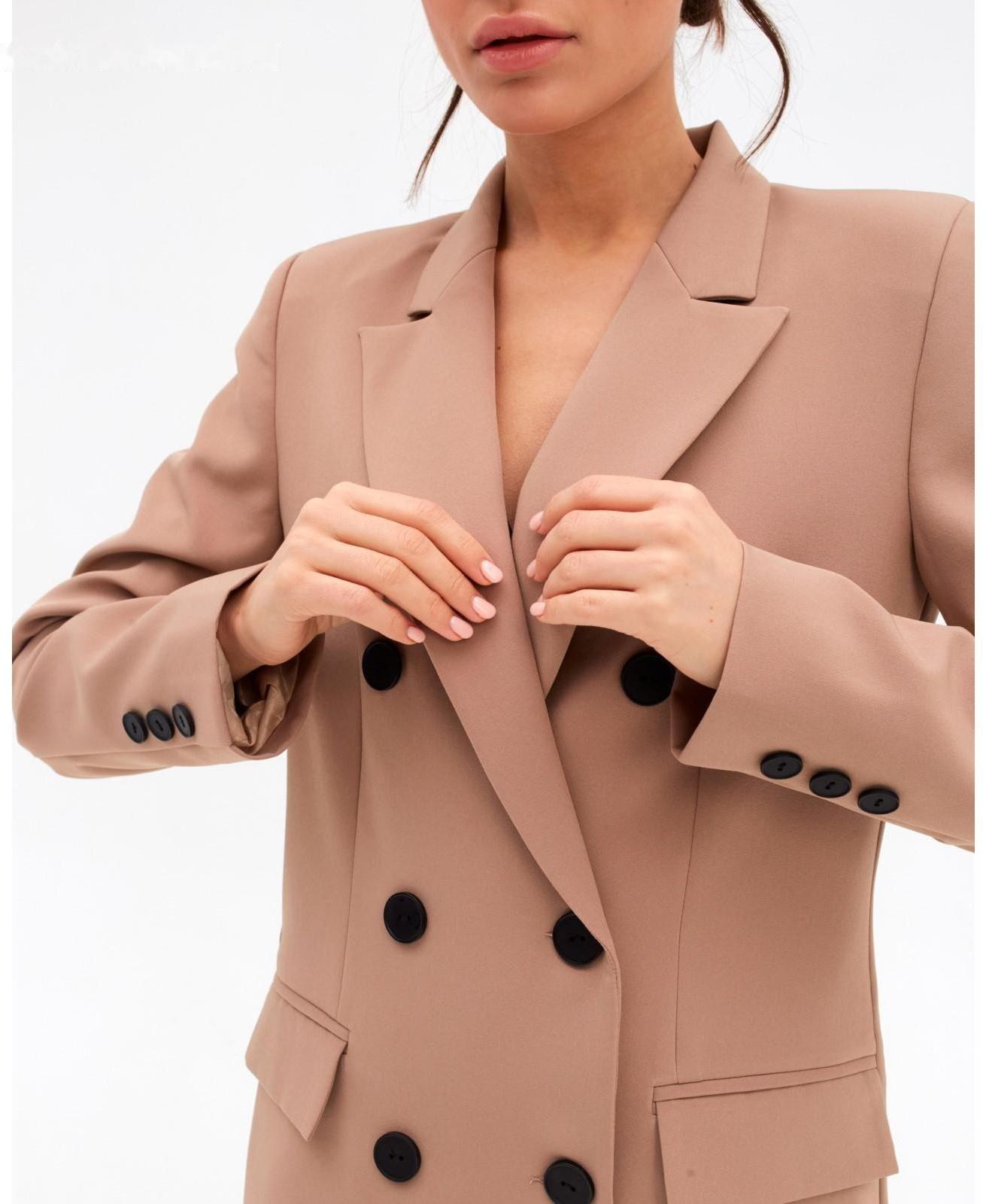 Пиджак женский двубортный MIST размер 52, цвет бежевый