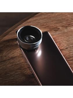 Широкоугольный макрообъектив-линза для телефона 2 в 1, 0.45Х, 37 мм, серебристый