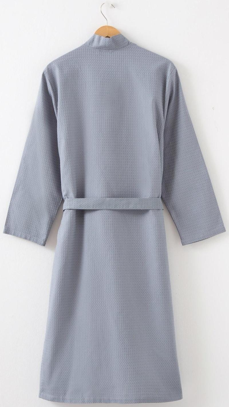 Халат вафельный мужской удлинённый Экономь и Я размер 54-56, цвет серый, 100% хлопок, 200г/м2