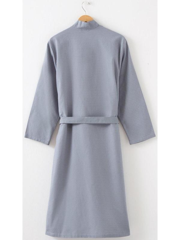 Халат вафельный мужской удлинённый Экономь и Я размер 54-56, цвет серый, 100% хлопок, 200г/м2