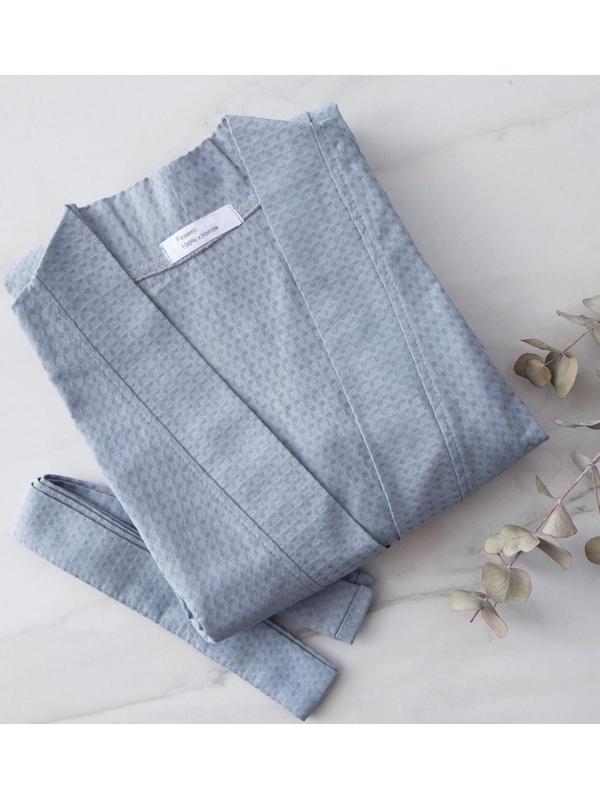 Халат вафельный мужской удлинённый Экономь и Я размер 54-56, цвет серый, 100% хлопок, 200г/м2