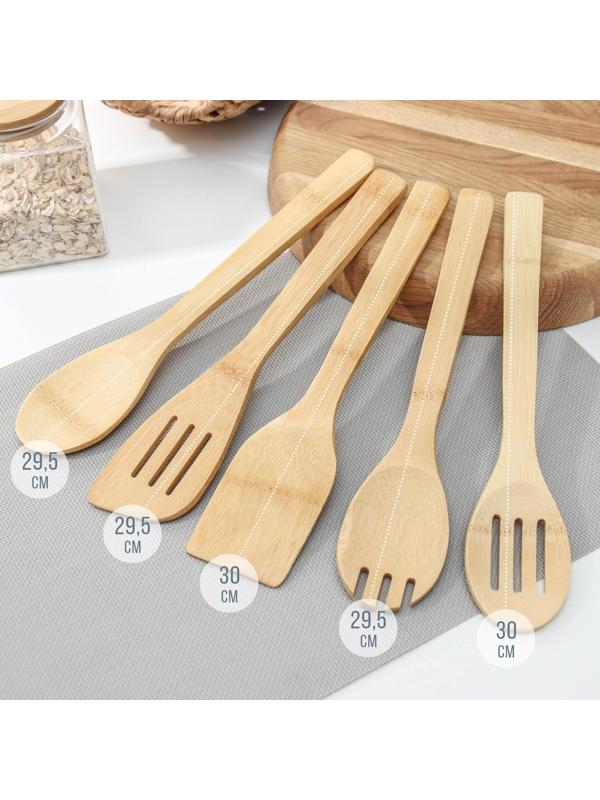 Набор кулинарных лопаток, 31 см, 5 шт, бамбук