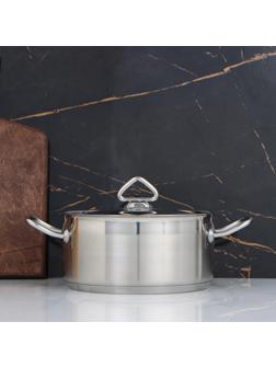 Кастрюля, 3 л, d=21,5 см, h=9,5 см, металлическая крышка, тройное дно, индукция
