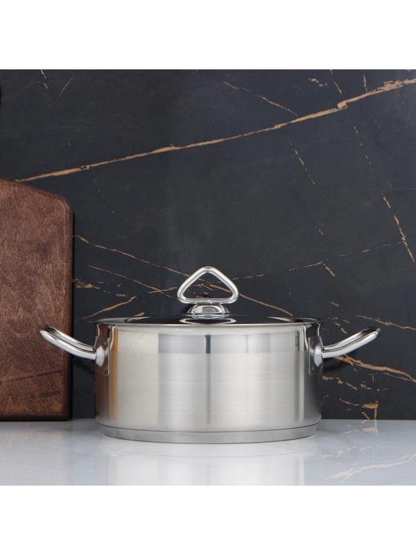 Кастрюля, 3 л, d=21,5 см, h=9,5 см, металлическая крышка, тройное дно, индукция