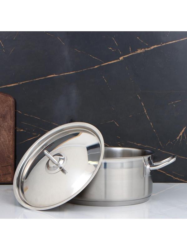 Кастрюля, 3 л, d=21,5 см, h=9,5 см, металлическая крышка, тройное дно, индукция