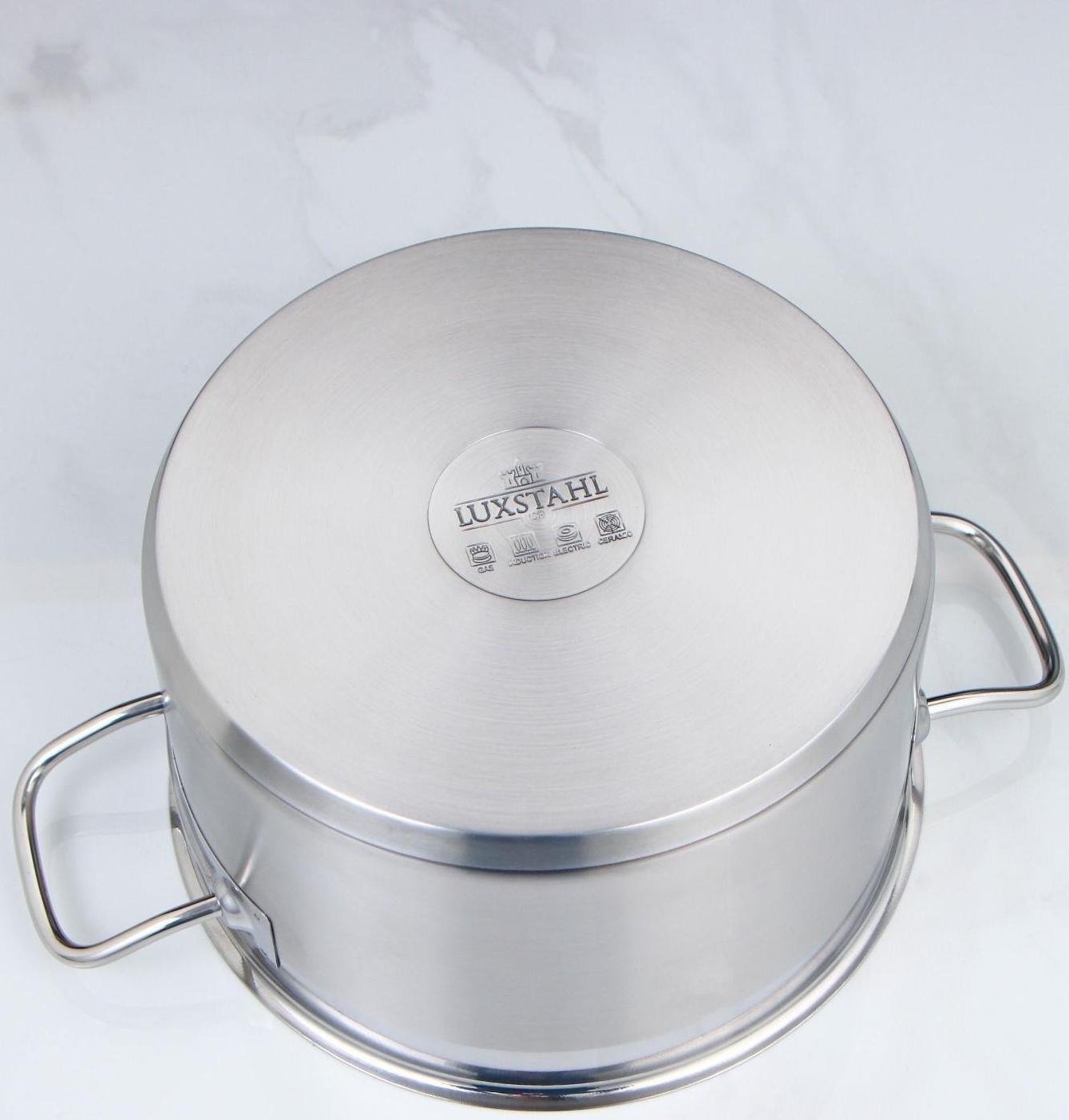 Кастрюля, 5 л, d=23,5 см, h=13 см, металлическая крышка, тройное дно, индукция