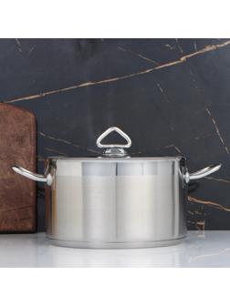 Кастрюля, 5 л, d=23,5 см, h=13 см, металлическая крышка, тройное дно, индукция