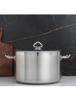 Кастрюля, 11 л, d=29,5 см, металлическая крышка, капсульное дно, индукция, цвет хромированный