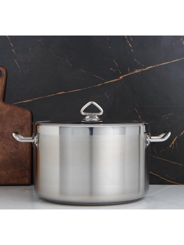 Кастрюля, 11 л, d=29,5 см, металлическая крышка, капсульное дно, индукция, цвет хромированный