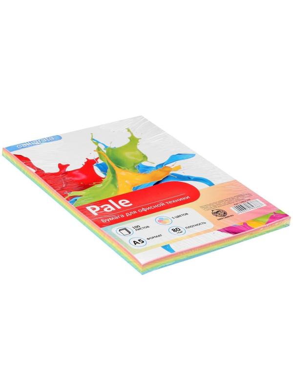 Бумага цветная А5, 100 листов Calligrata Пастель, 5 цветов, 80 г/м²