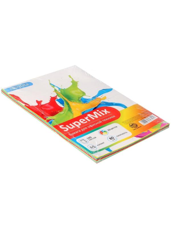 Бумага цветная А5, 100 листов Calligrata Пастель+Интенсив, 10 цветов, 80 г/м²