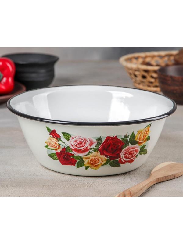 Миска, 2 л, индукция, деколь МИКС, цвет белый