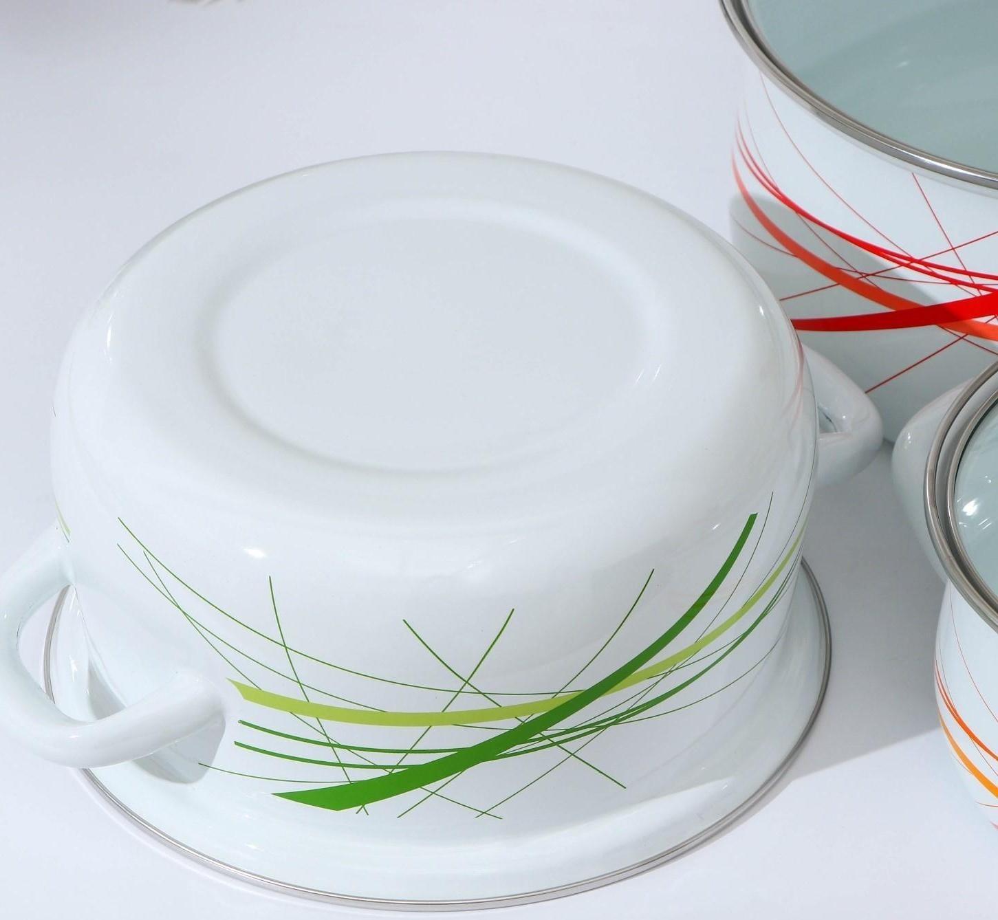 Набор кастрюль «График-1-ЭКСТРА», 3 предмета: 2 л, 3 л, 4 л, крышки, индукция, цвет белый