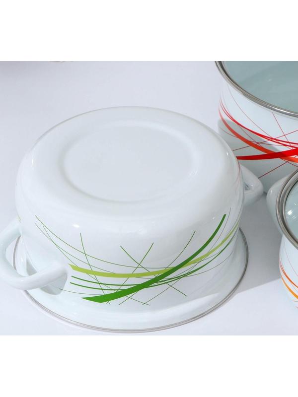 Набор кастрюль «График-1-ЭКСТРА», 3 предмета: 2 л, 3 л, 4 л, крышки, индукция, цвет белый