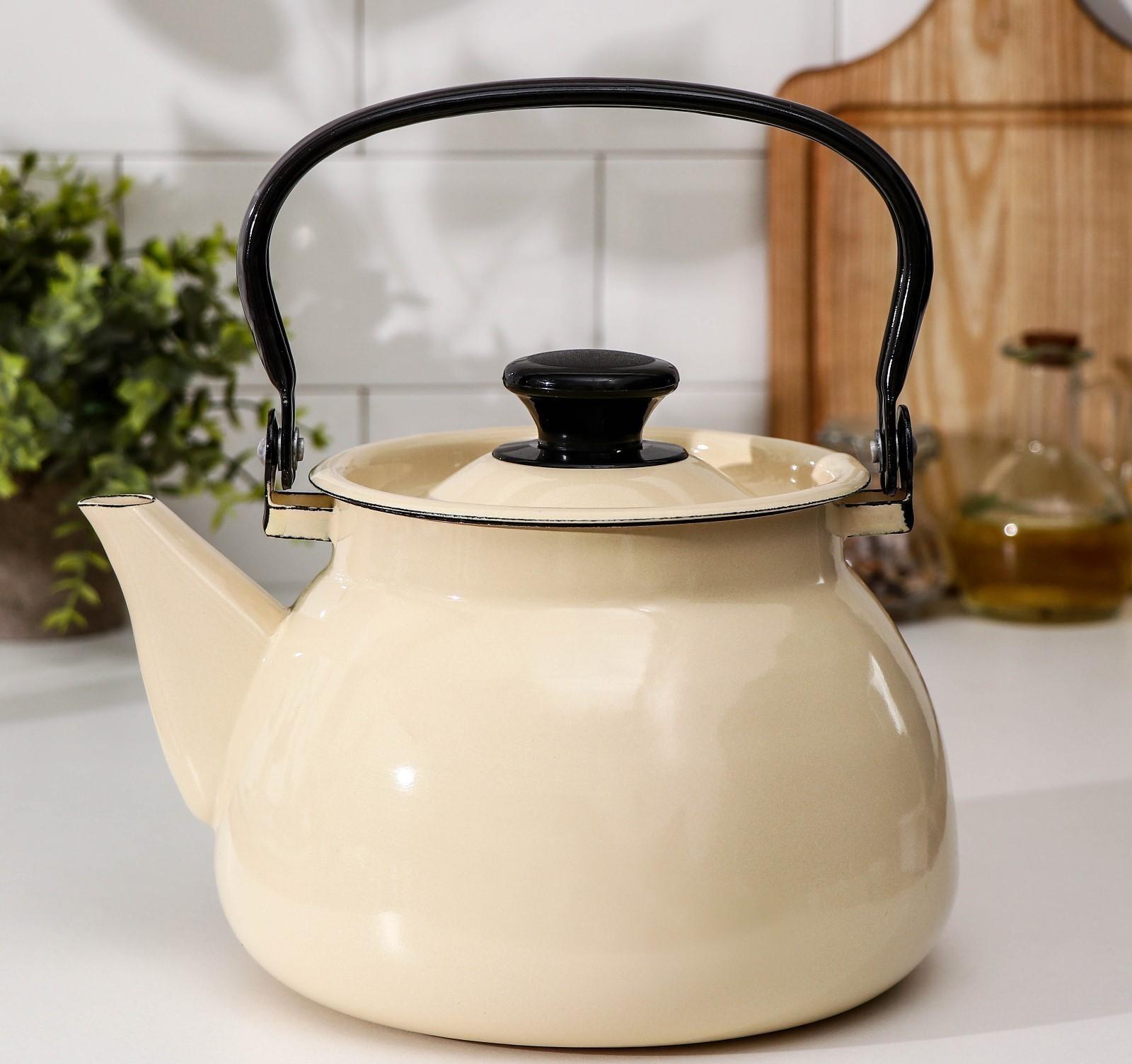 Чайник сферический, 3 л, индукция, цвет слоновая кость