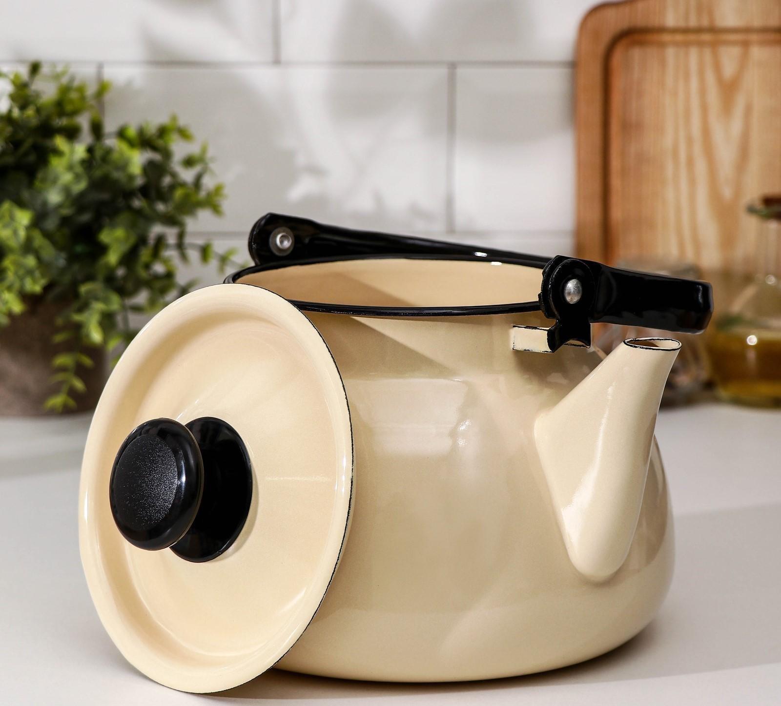Чайник сферический, 3 л, индукция, цвет слоновая кость