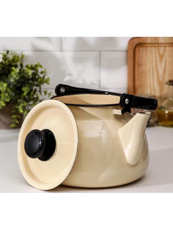 Чайник сферический, 3 л, индукция, цвет слоновая кость
