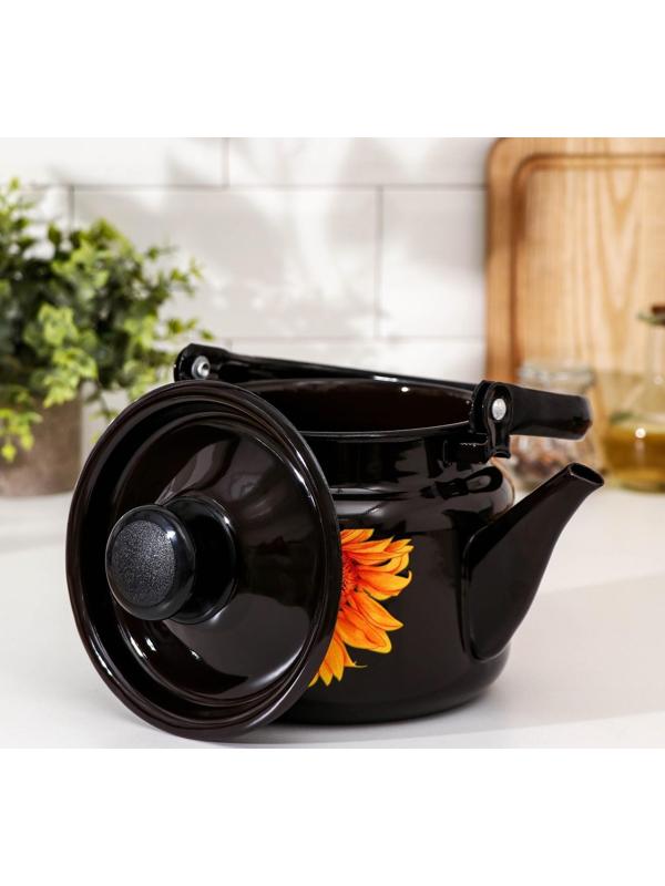 Чайник цилиндрический, 2 л, индукция, деколь МИКС, цвет коричневый