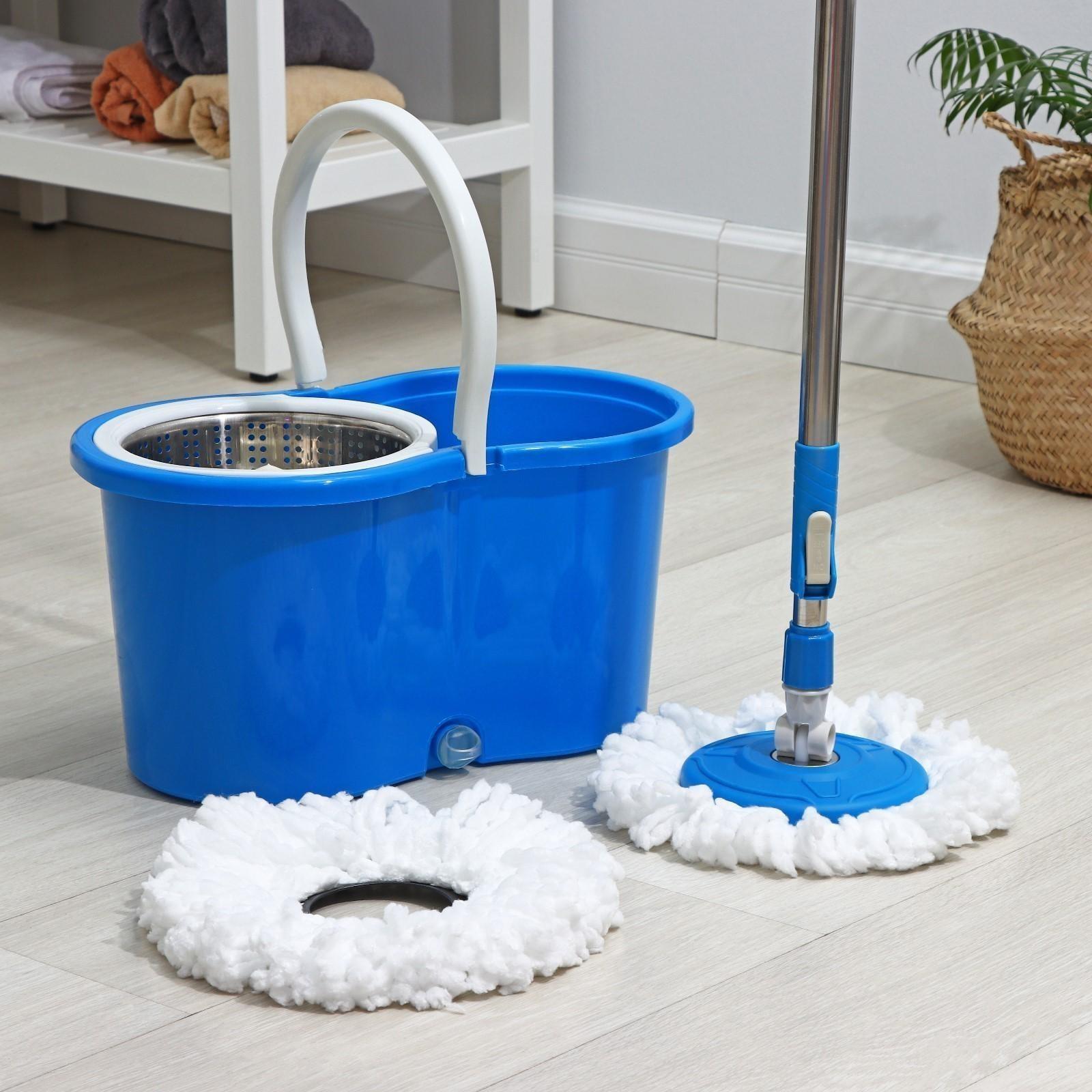 Швабра с отжимом и ведро с металлической центрифугой, 14 л, запасная насадка из микрофибры, цвет МИКС. Разобранный, продаётся кратно боксу