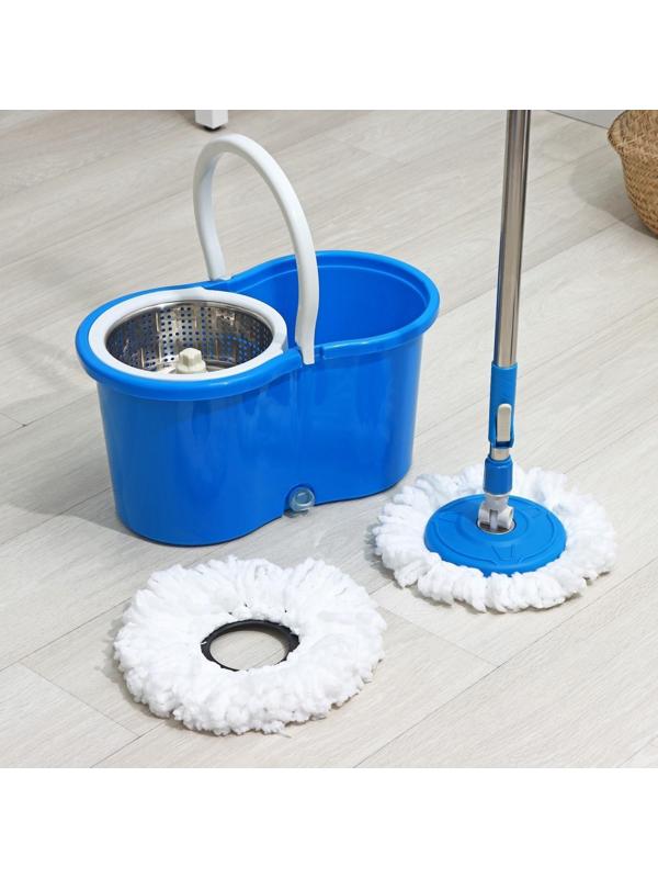Швабра с отжимом и ведро с металлической центрифугой, 14 л, запасная насадка из микрофибры, цвет МИКС. Разобранный, продаётся кратно боксу