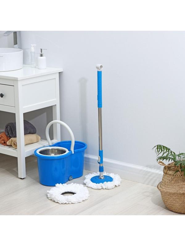 Швабра с отжимом и ведро с металлической центрифугой, 14 л, запасная насадка из микрофибры, цвет МИКС. Разобранный, продаётся кратно боксу