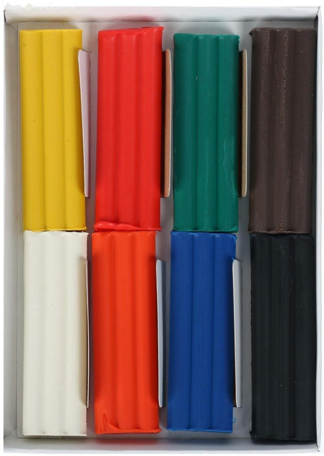 Пластилин мягкий (восковой) Calligrata, 8 цветов, 120 г