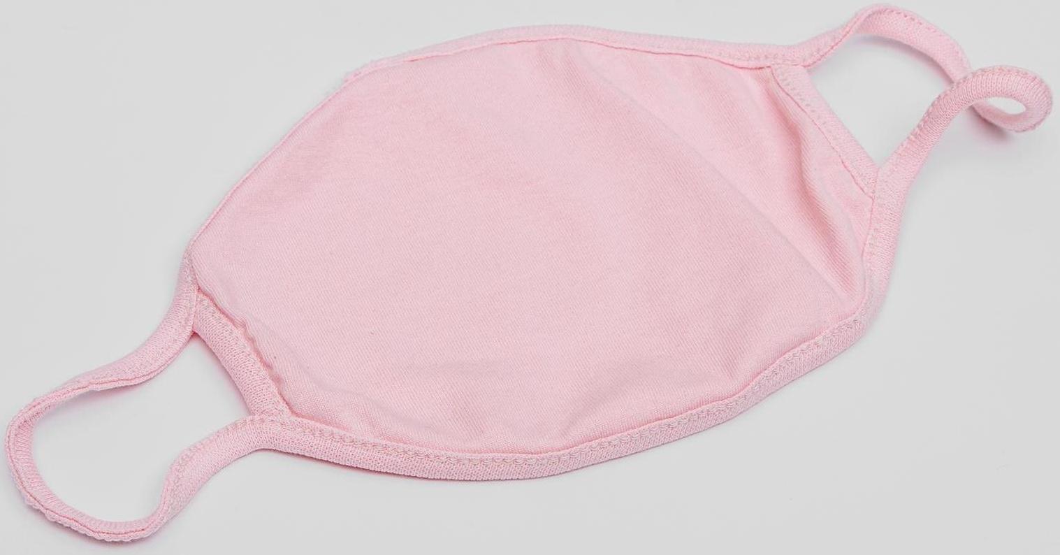 Маска для лица многоразовая из 100 % хлопка, 2-х слойная, розовая, 19 x 13 см