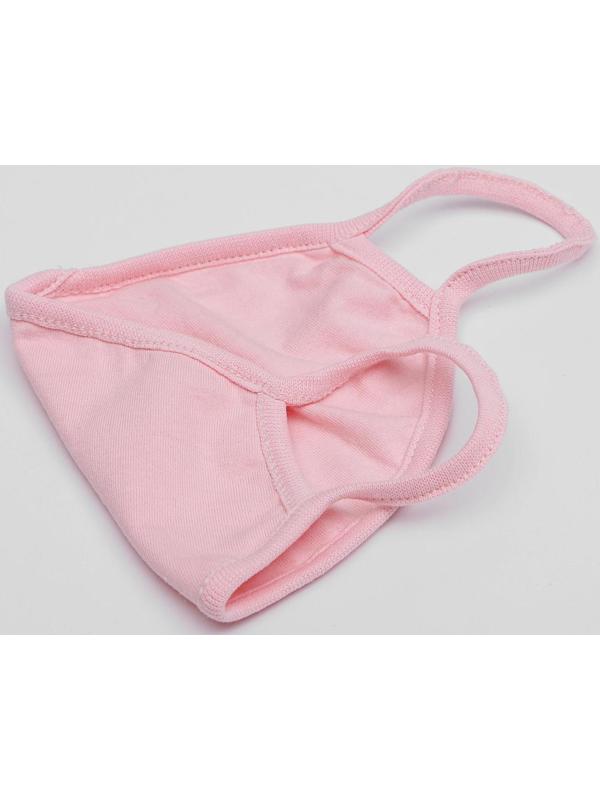 Маска для лица многоразовая из 100 % хлопка, 2-х слойная, розовая, 19 x 13 см