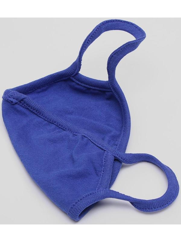 Маска для лица многоразовая из 100 % хлопка, 2-х слойная, синяя, 19 x 13 см