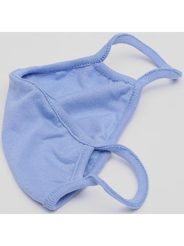 Маска для лица многоразовая из 100 % хлопка, 2-х слойная, голубая, 19 x 13 см