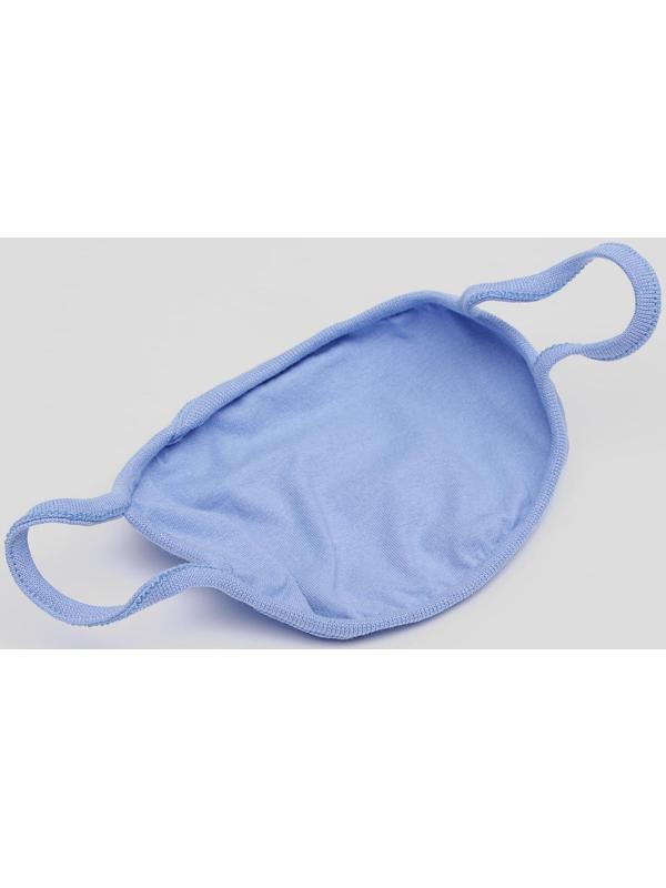 Маска для лица многоразовая из 100 % хлопка, 2-х слойная, голубая, 19 x 13 см