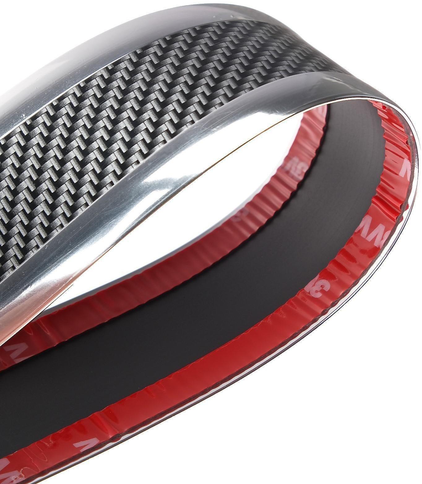 Защитная накладка на порог авто, под карбон с хром полосой, самоклеящаяся, 5×250 см