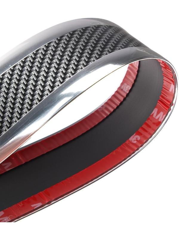 Защитная накладка на порог авто, под карбон с хром полосой, самоклеящаяся, 5×250 см