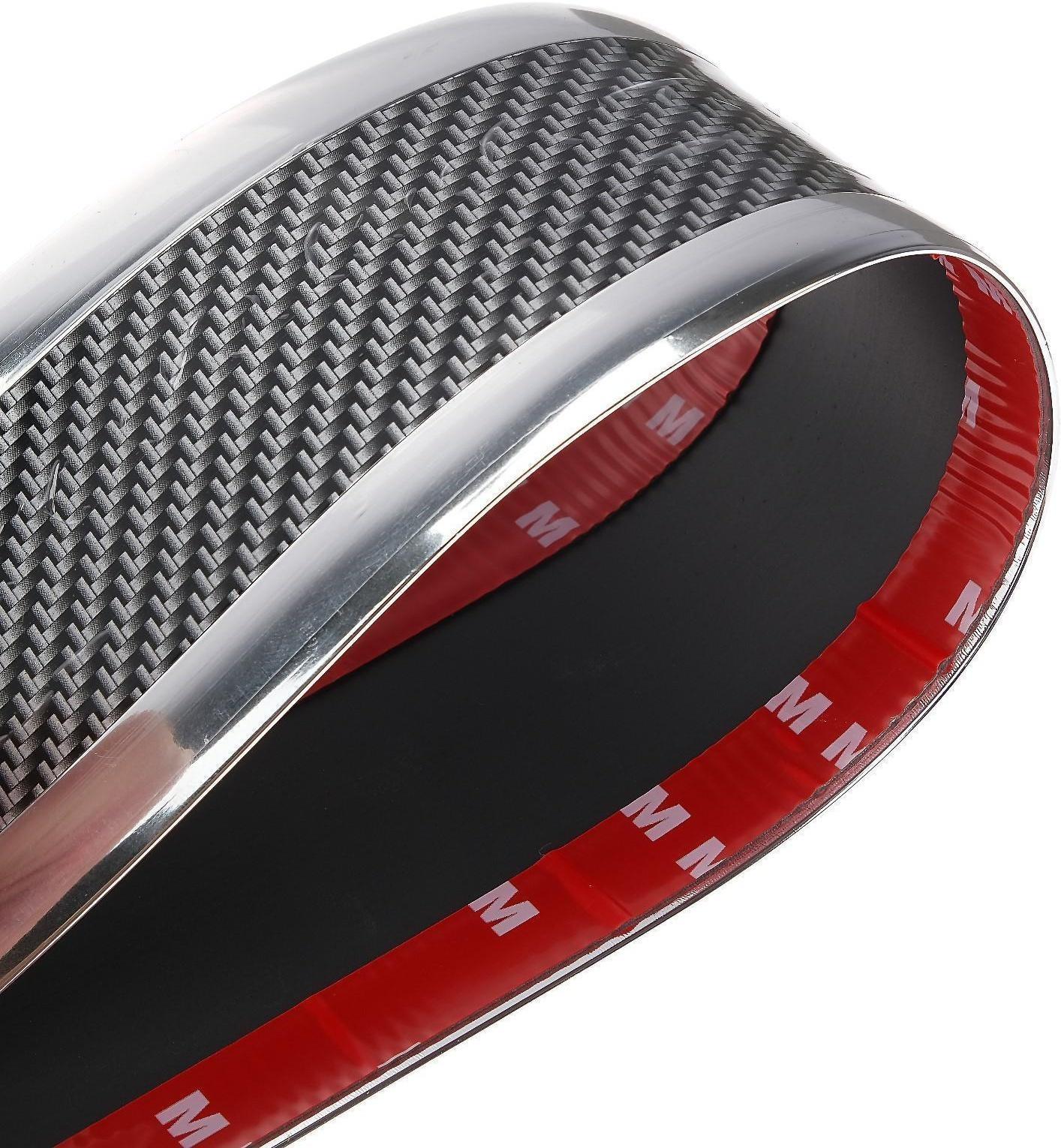 Защитная накладка на порог авто, под карбон с хром полосой, самоклеящаяся, 7х250 см