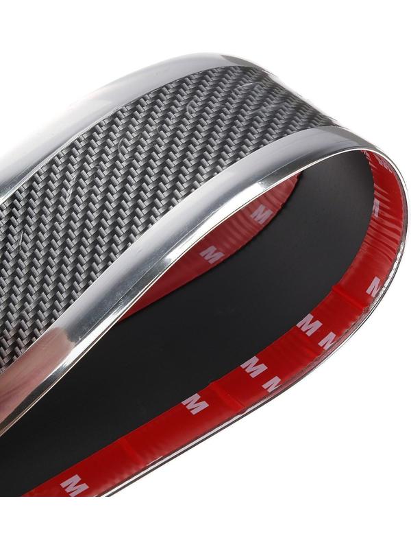 Защитная накладка на порог авто, под карбон с хром полосой, самоклеящаяся, 7х250 см