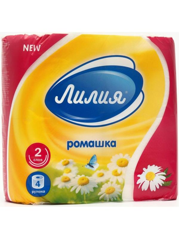 Туалетная бумага «Лилия» Ромашка, 2 слоя, 4 рулона, белый цвет