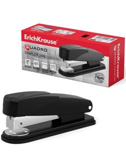Степлер ErichKrause Quadro Half-strip, № 24/6, до 30 листов, антистеплер, чёрный