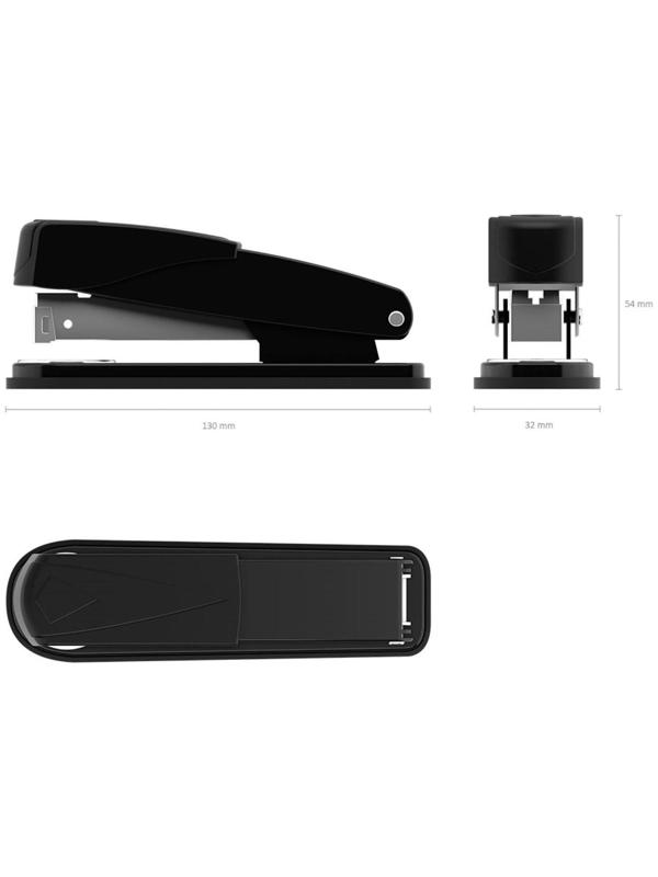 Степлер ErichKrause Quadro Half-strip, № 24/6, до 30 листов, антистеплер, чёрный