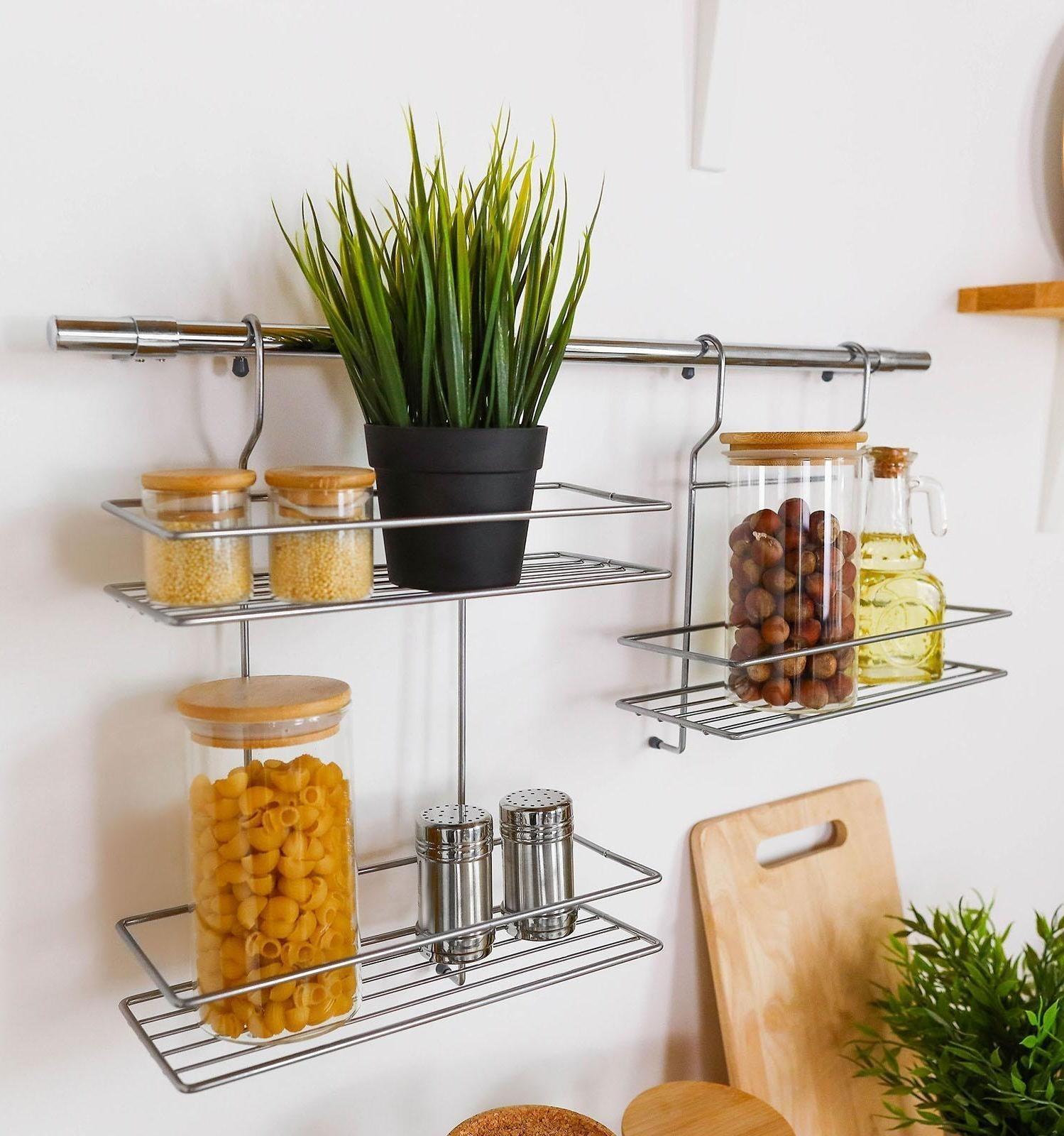 Полка для рейлинга прямая, 2-х ярусная, 38×26,5×11,5 см, d=25 мм, цвет хром