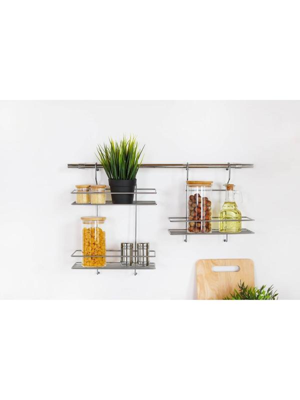 Полка для рейлинга прямая, 2-х ярусная, 38×26,5×11,5 см, d=25 мм, цвет хром